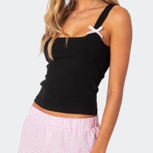 Edikted ribbed tank top with bows